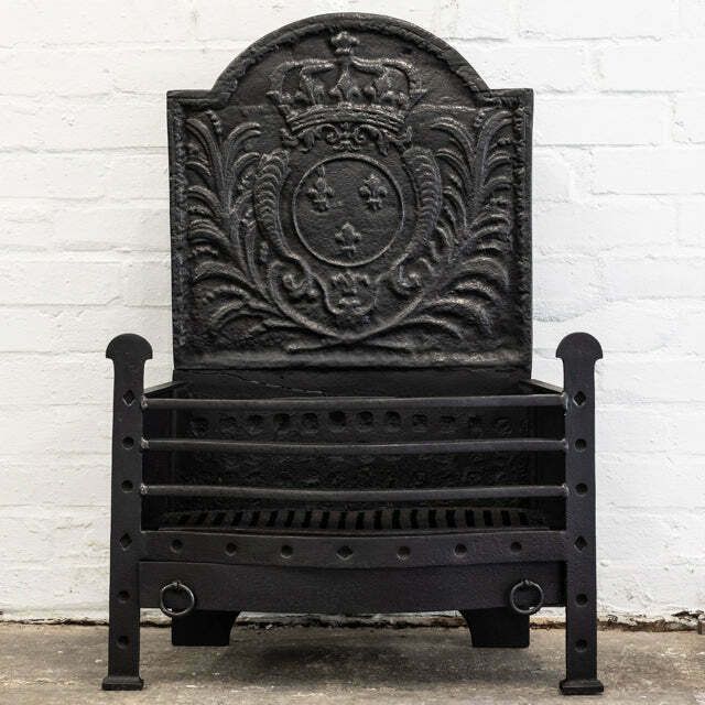 Antique Cast Iron Fire Basket, 1800s photo for sale