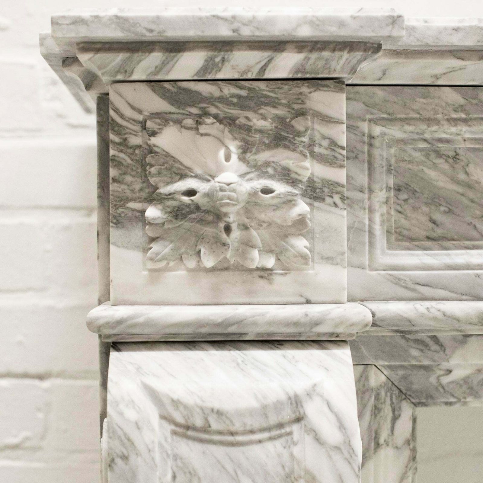 Louis XVI Style Italian Arabescato Marble Fireplace photo vintage