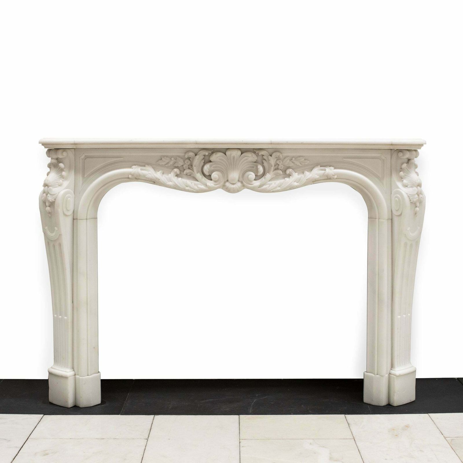 Antique Louis XV Rococo Style 19th Century Marble Fireplace