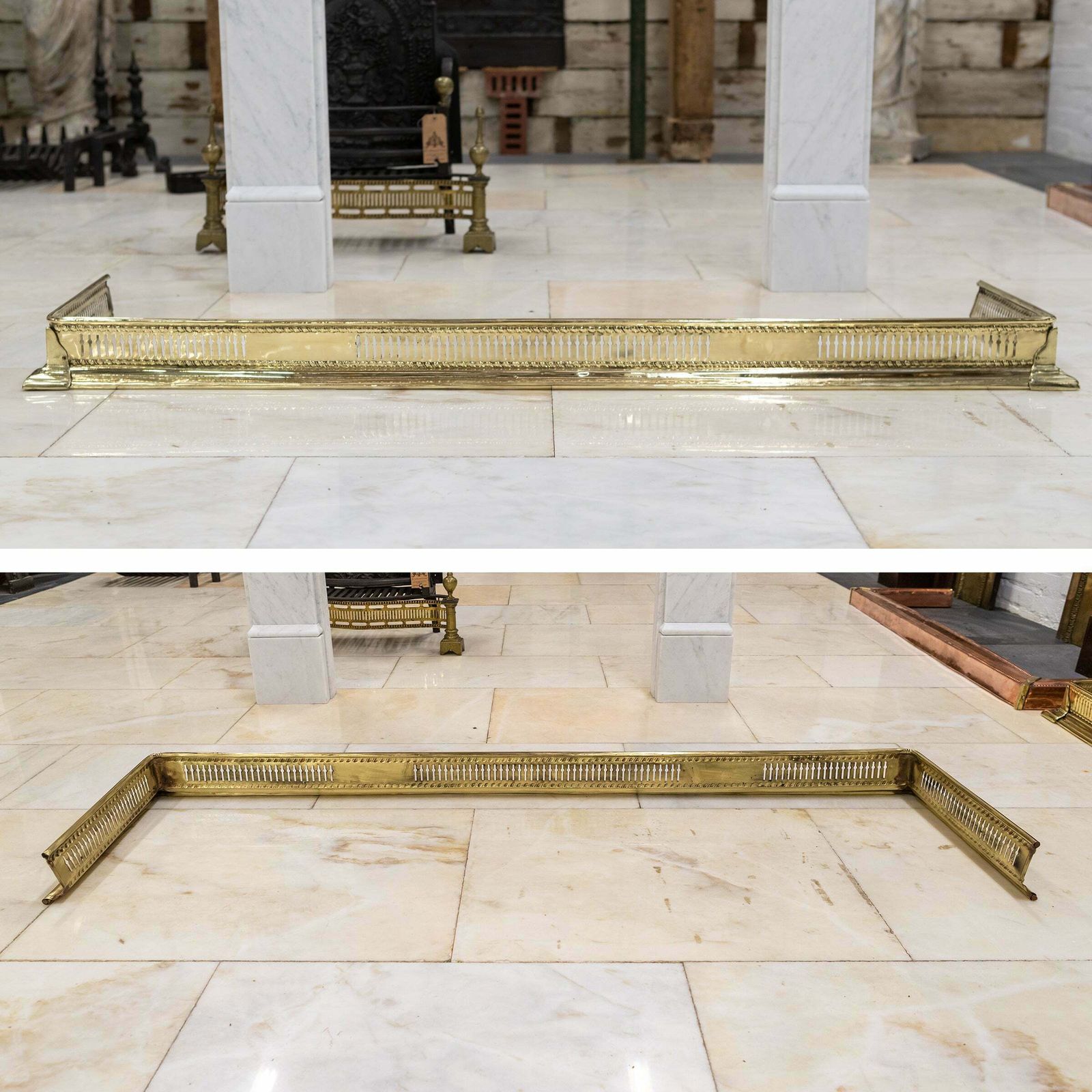 photo for sale Antique Victorian Brass Fireplace Fender