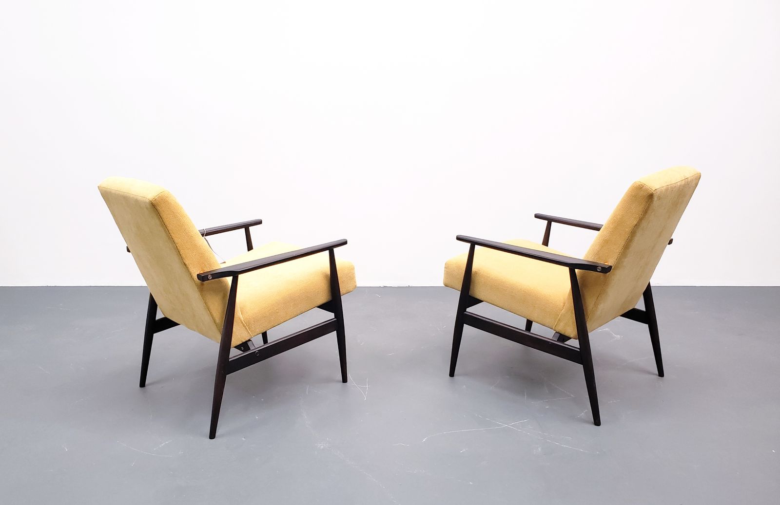 1960 Henryk Lis Mid Century Armchair In Yellow Velvet photo buy