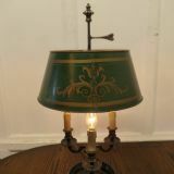 Old Silver Plated French Triple Bouillotte Desk Lamp photo for sale