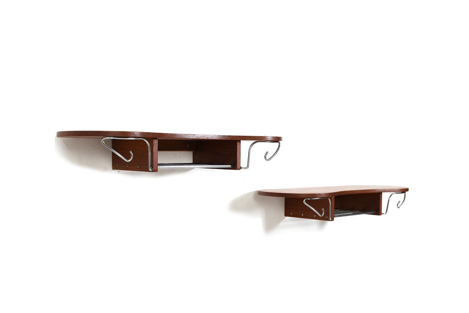 Pair Of  Danish Coat Racks / Shelfes In Teak & Chrome photo furniture