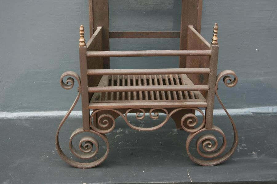 Antique Cast Iron Fire Basket, Early 20th Century photo furniture