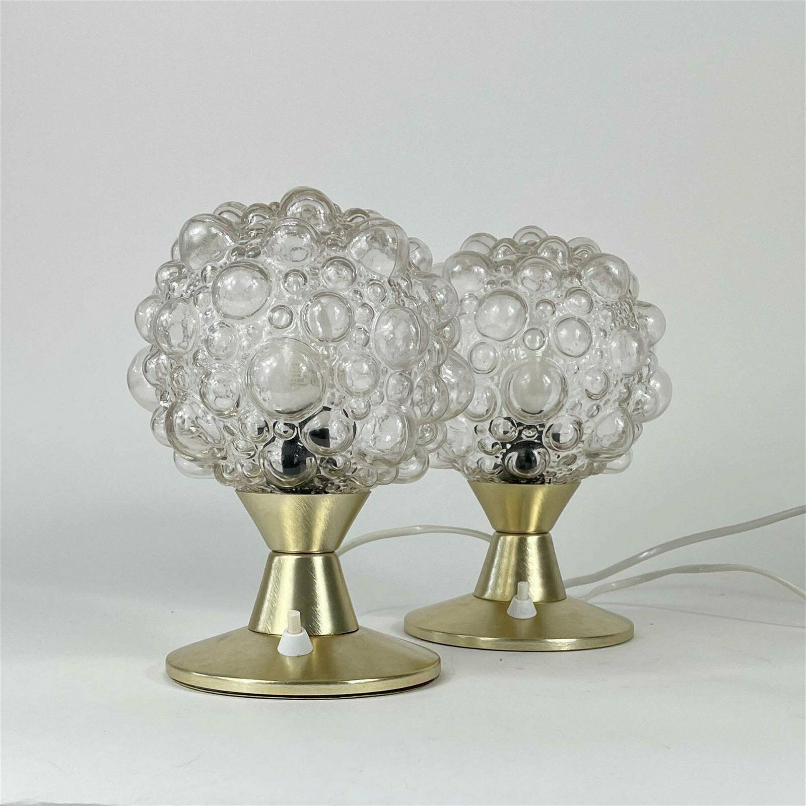 Bubble Glass & Aluminium Table Lamps, Set Of 2, Germany 1960s photo furniture