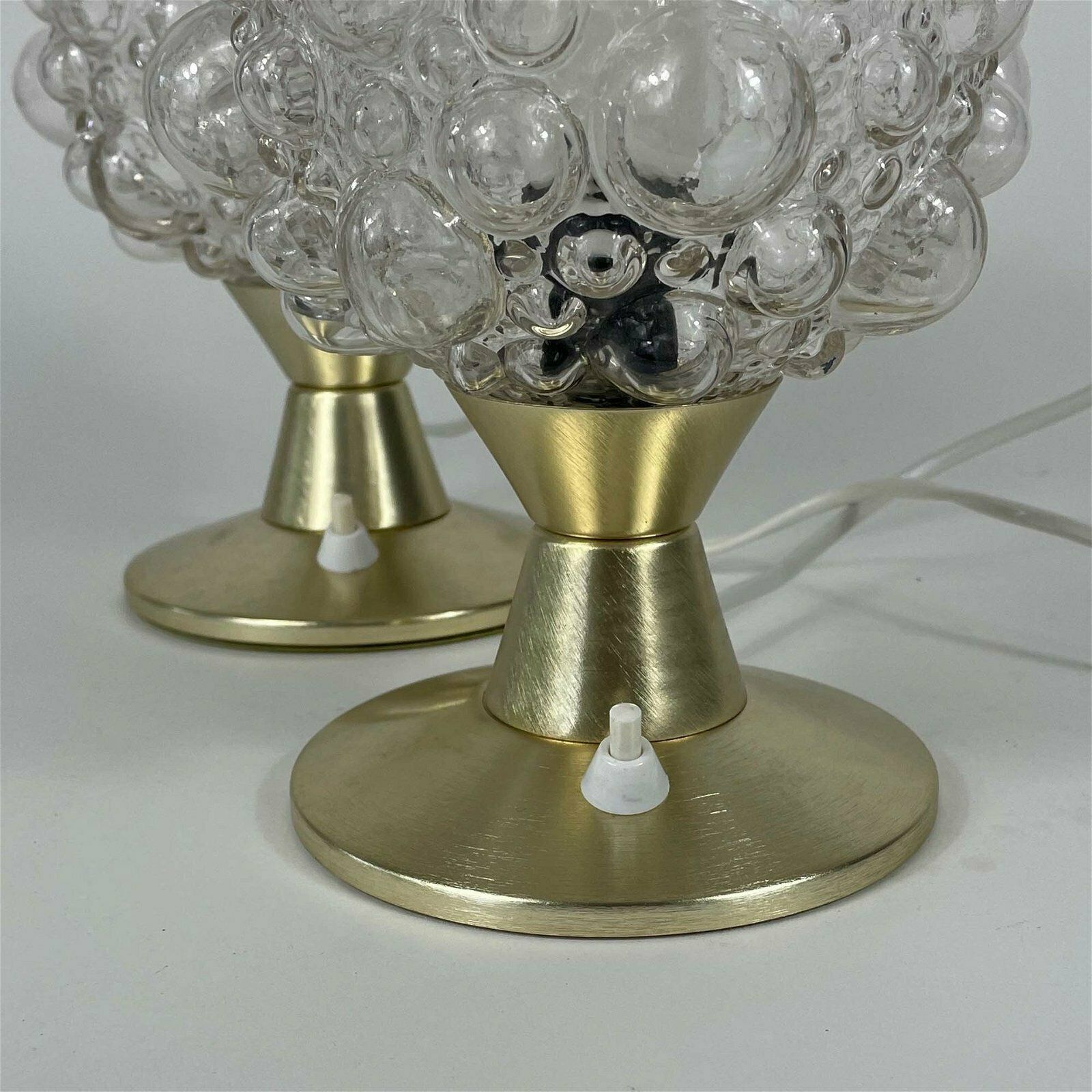 Bubble Glass & Aluminium Table Lamps, Set Of 2, Germany 1960s photo 295.0