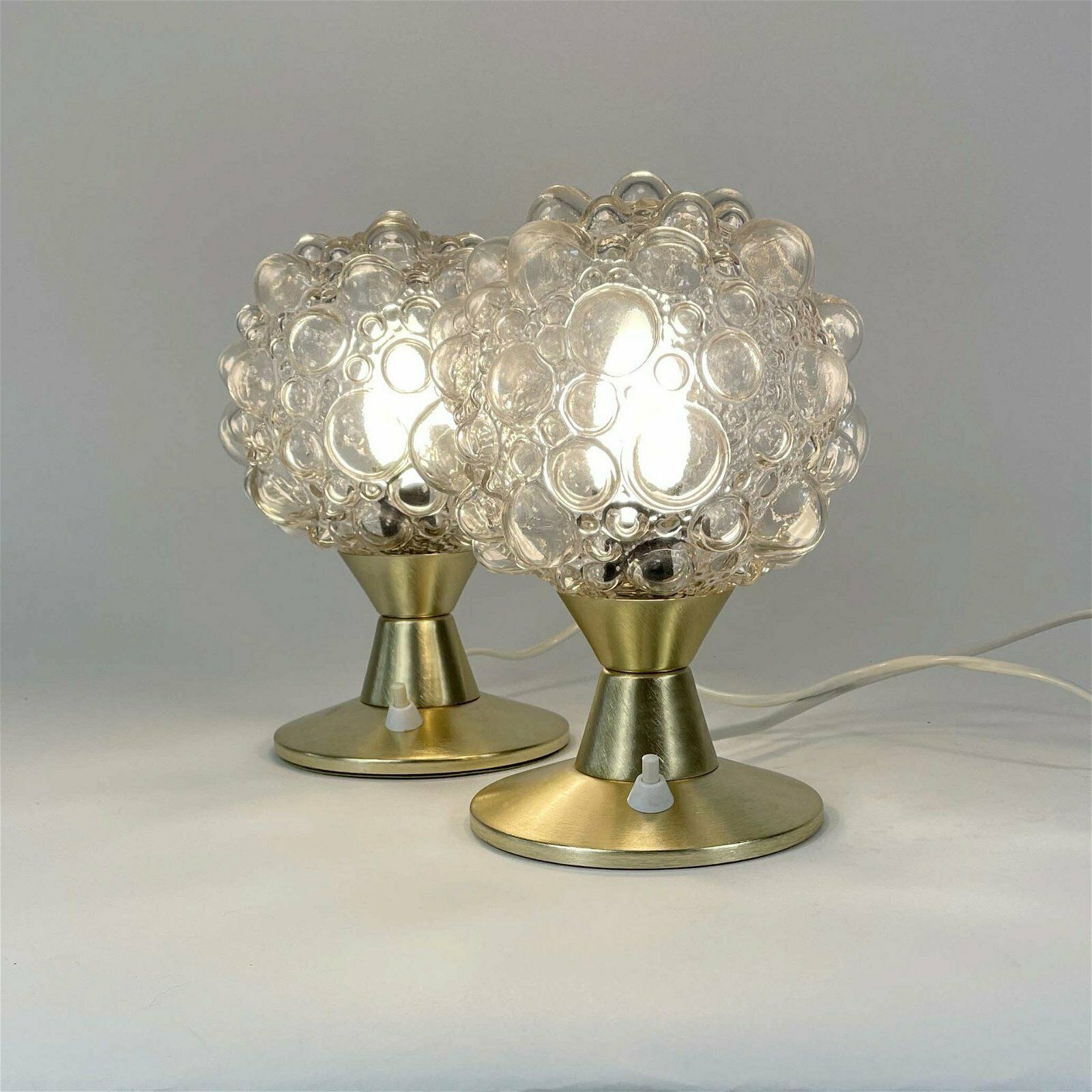 photo for sale Bubble Glass & Aluminium Table Lamps, Set Of 2, Germany 1960s
