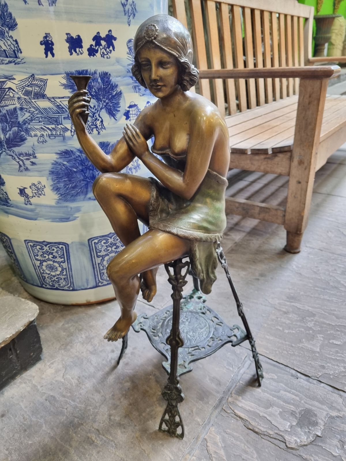 Art Deco Style Bronze Of A Seated Lady