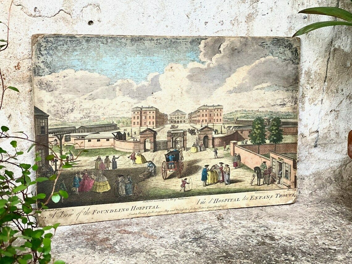 Antique Print Robert Sayer "A View Of The Foundling Hospital" London C1750s photo furniture