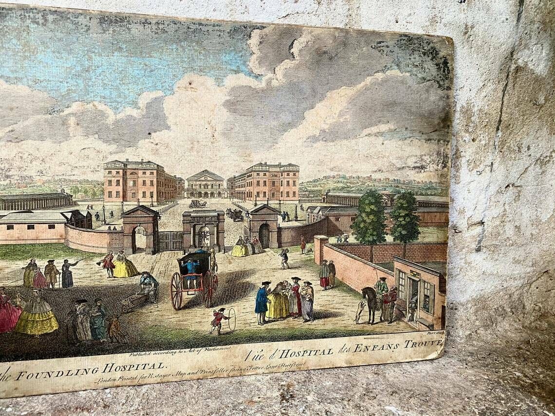 Antique Print Robert Sayer "A View Of The Foundling Hospital" London C1750s photo 125.0