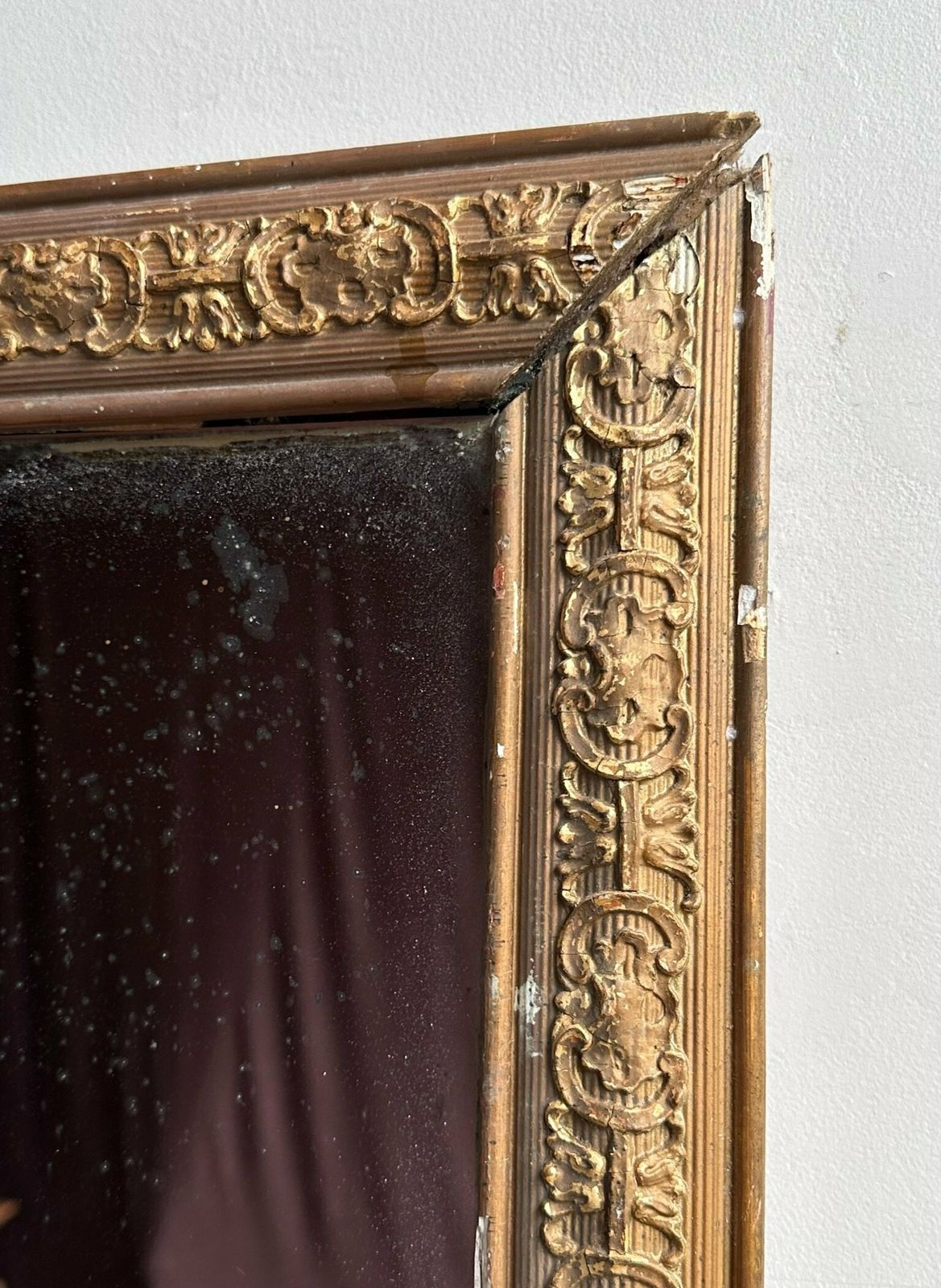 Beautiful Antique Mercury Plate French Gilt Mirror Dating C.1800 photo furniture