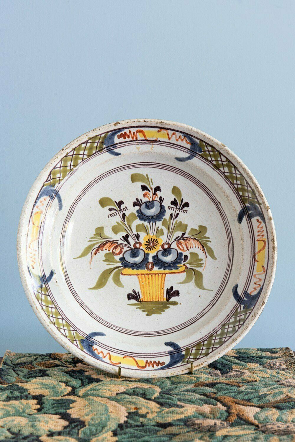 Desvres Faience, Basket Of Flowers Dish, Late 18th Century