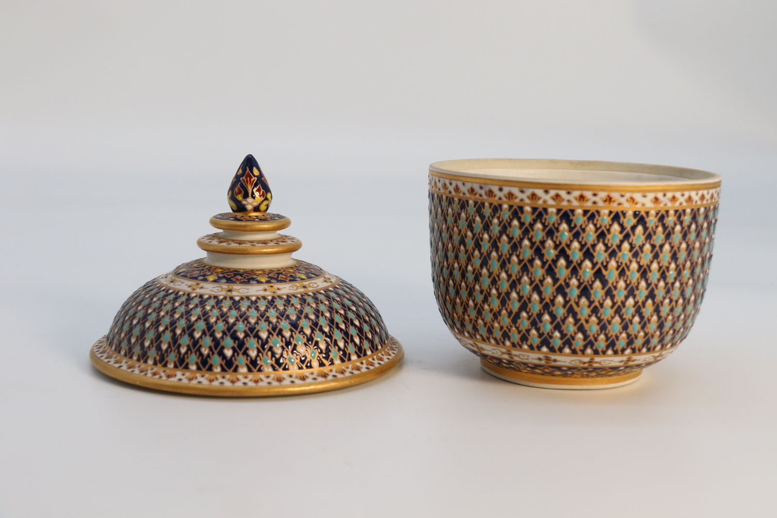 A Fine Asian Siam Pottery Gilt And Enamelled Lidded Jar Circa 1920 photo 425.0