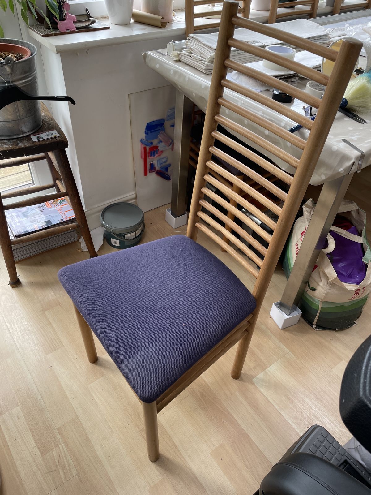 Set Of 6 Ladder Back Dining Chairs