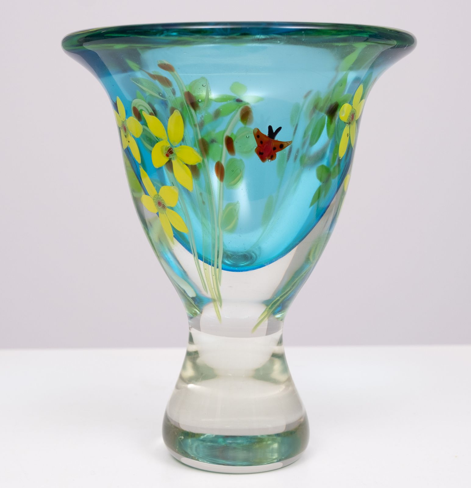 Berit Johansson Art Glass Vase By Murano 1970s Sweden