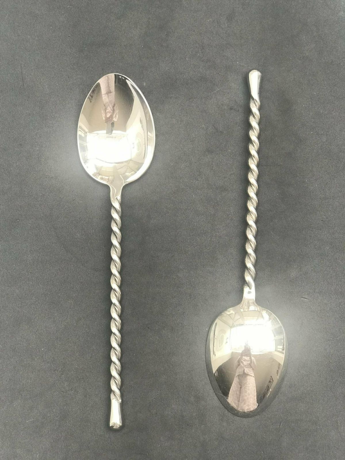 Set Of 2 Spoon Servers Flatware Twist Cutlery Italian Twisted Ends Spiral Ends Brutalist Decor Medieval Style Handmade Couple Gift Wedding photo 178.0