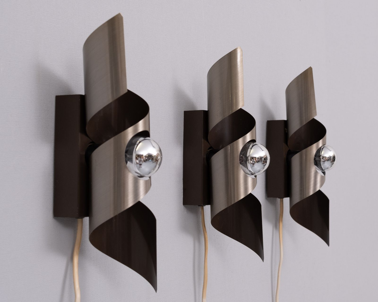 3 Polam Space Ace Wall Sconces Mode ''Wokkel'' 1970s photo for sale
