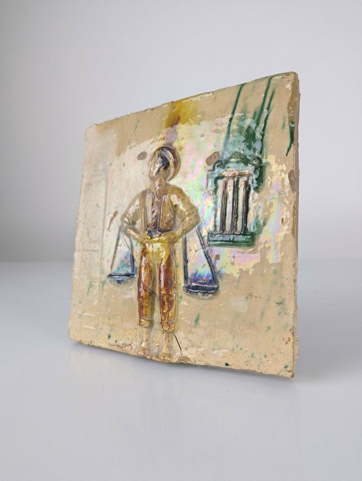 Glazed Ceramic Plate With Cenachero By Hermanos Morillo, Málaga, 1940s