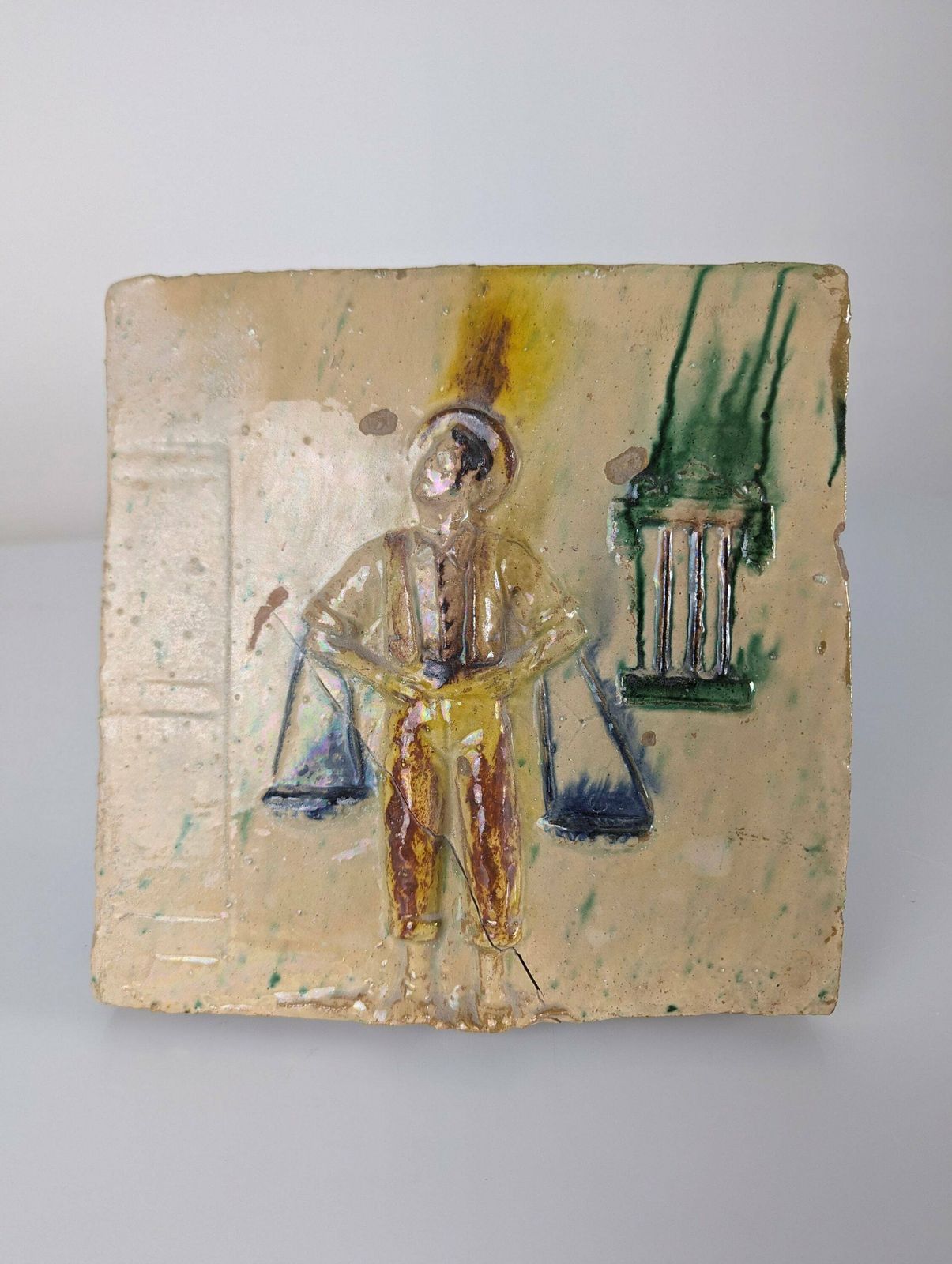 Glazed Ceramic Plate With Cenachero By Hermanos Morillo, Málaga, 1940s photo furniture