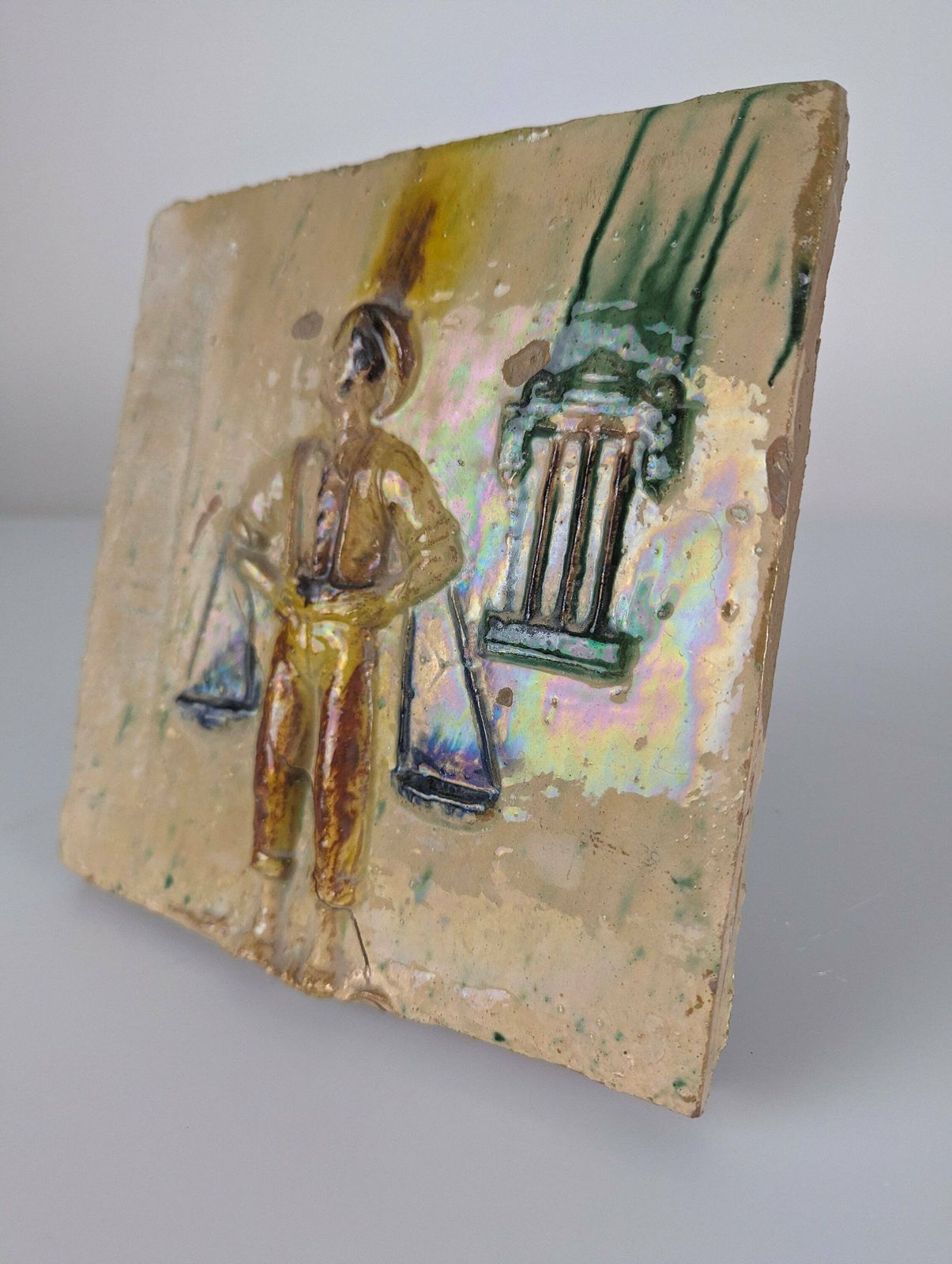 Glazed Ceramic Plate With Cenachero By Hermanos Morillo, Málaga, 1940s photo vinterior