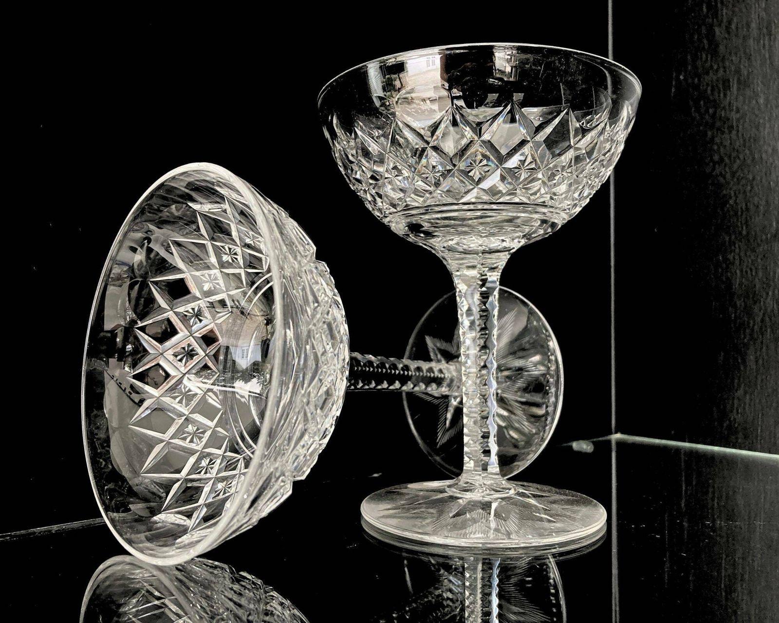 Kristallen Champagnecoupes | 2 Stuks | Val Saint Lambert | Model Gevaert Carlton | Jaren 1930 photo 295.0