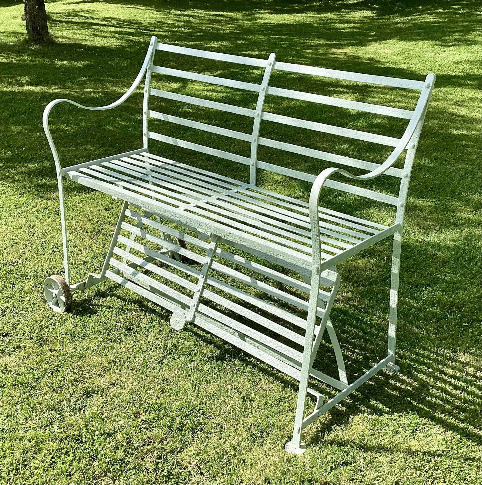 Rare Regency Wrought Iron Strap Work Garden Croquet/Tennis Seat photo 3080.0