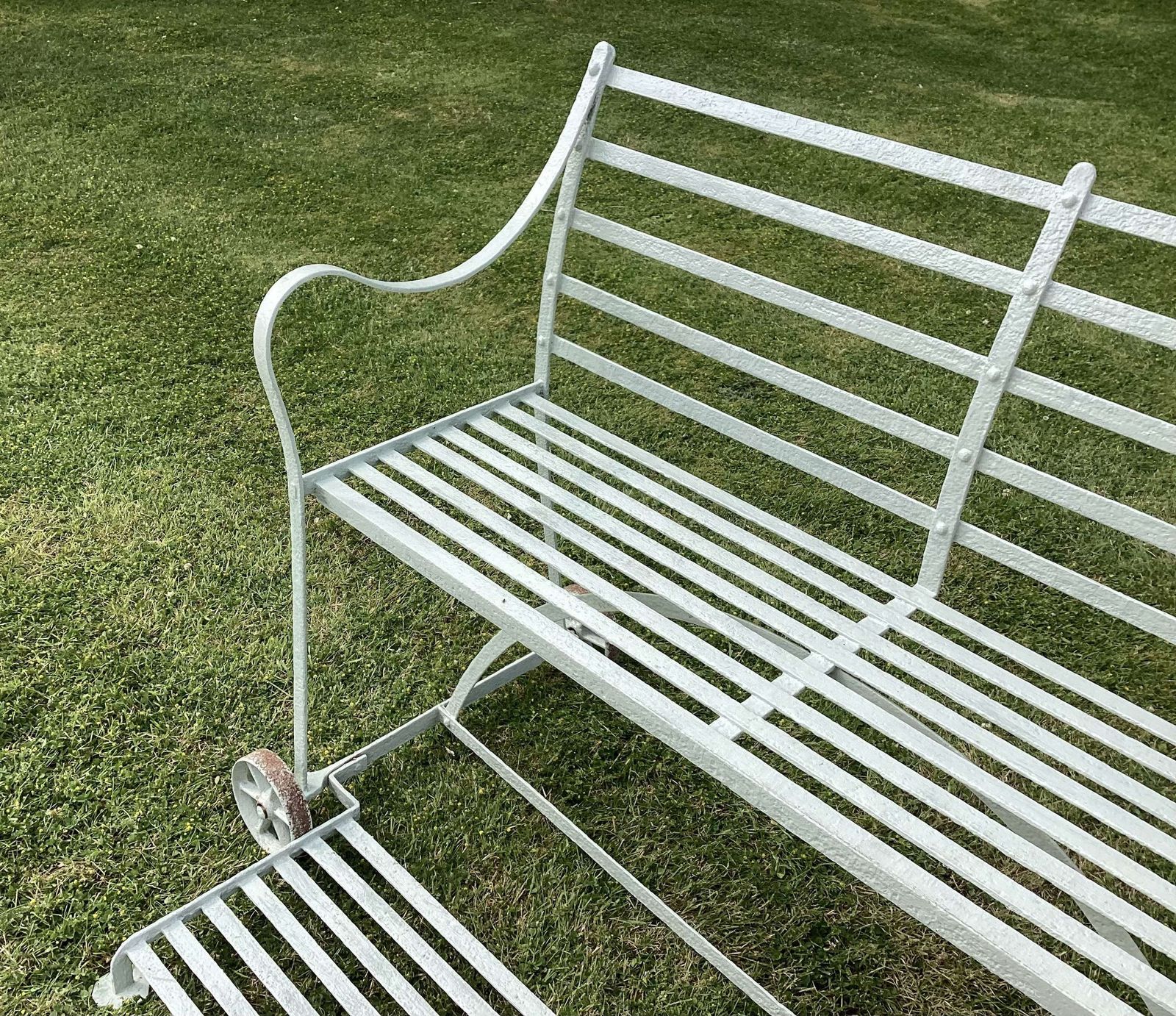 photo furniture Rare Regency Wrought Iron Strap Work Garden Croquet/Tennis Seat