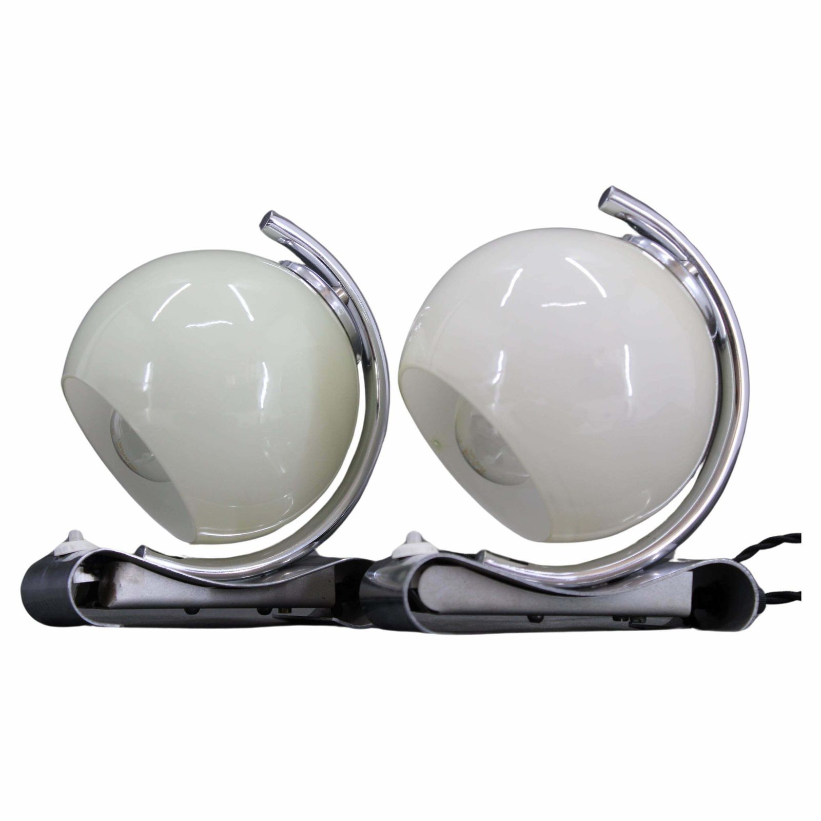 1930s Pair Of Art Deco Chrome Plated Table Lamps, Czechoslovakia