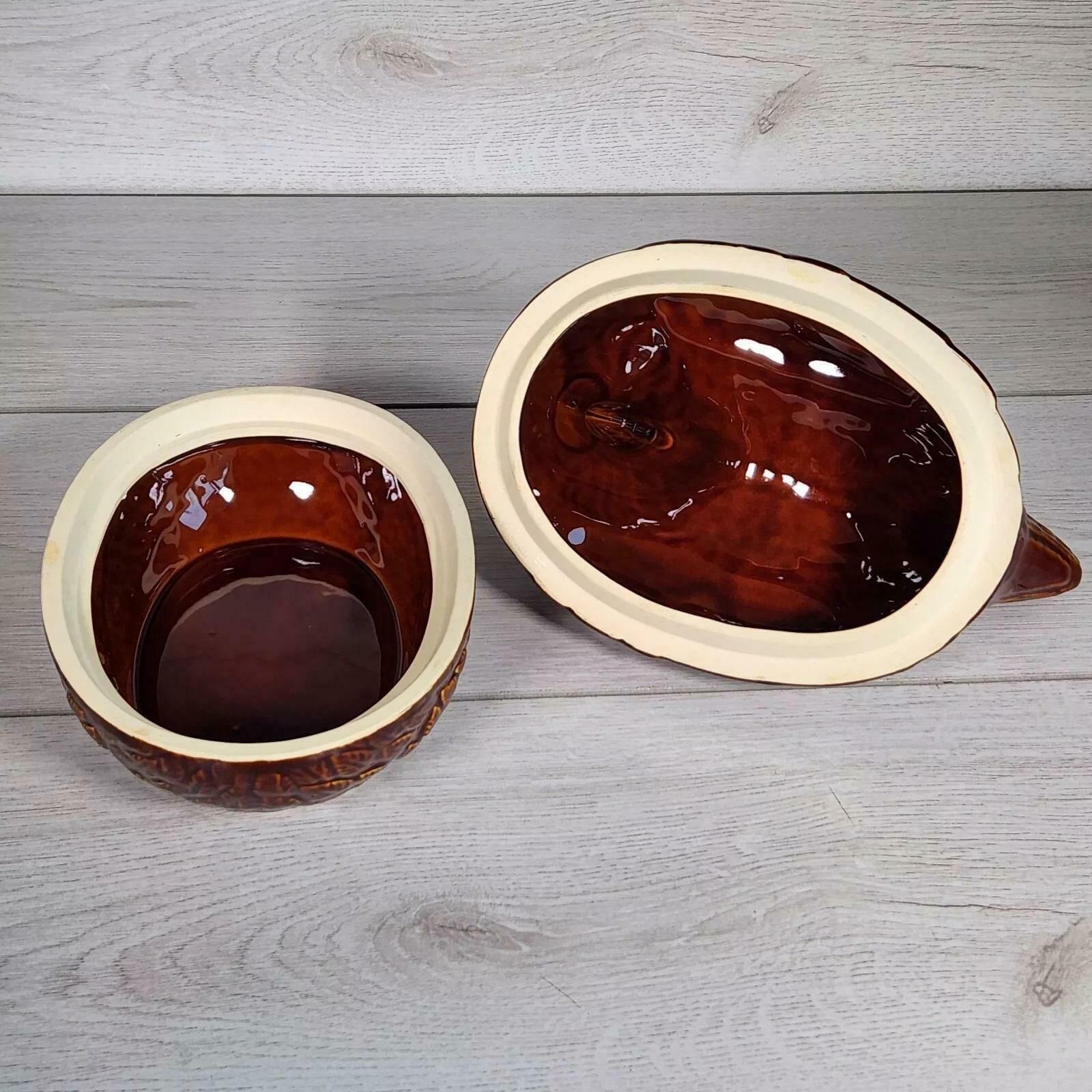 Chicken Hen Egg Holder Farmhouse Country Home Decor Japan Brown Glaze Vtg Dish photo 571.0