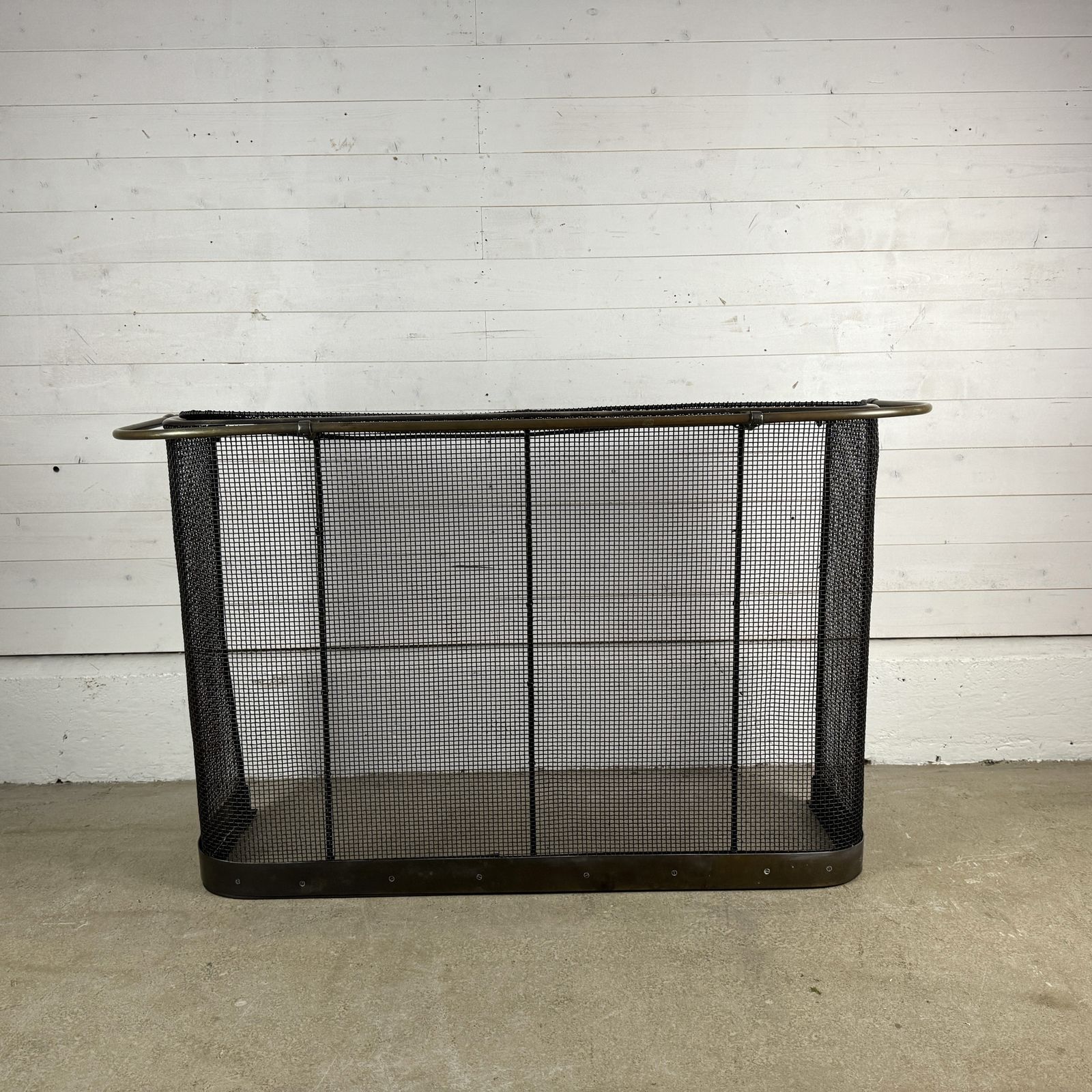 Victorian Iron Nursery Spark Guard With Brass Rail And Opening Top photo furniture
