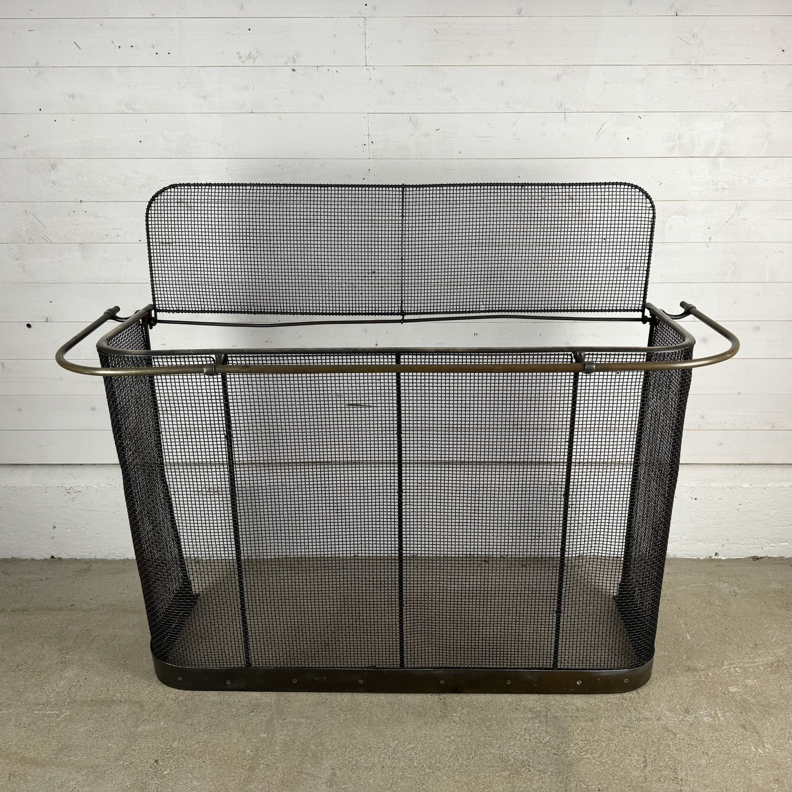 Victorian Iron Nursery Spark Guard With Brass Rail And Opening Top photo Home Fixtures