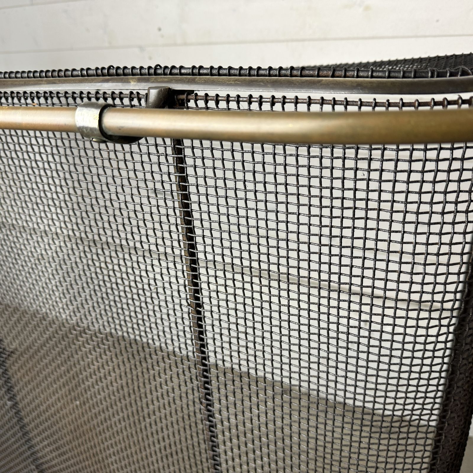 photo furniture Victorian Iron Nursery Spark Guard With Brass Rail And Opening Top