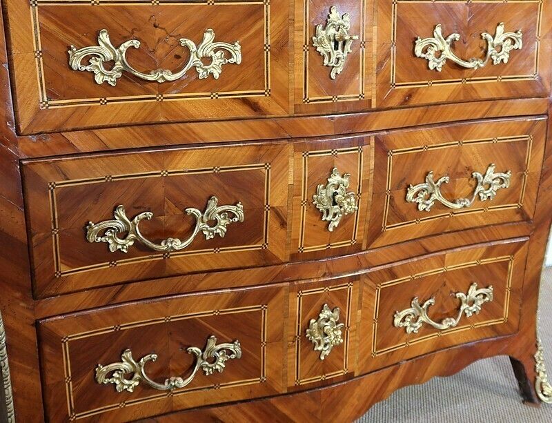 Tomb Chest Of Drawers In Regional Wood Marquetry, Louis XIV Period   Eighteenth photo vintage