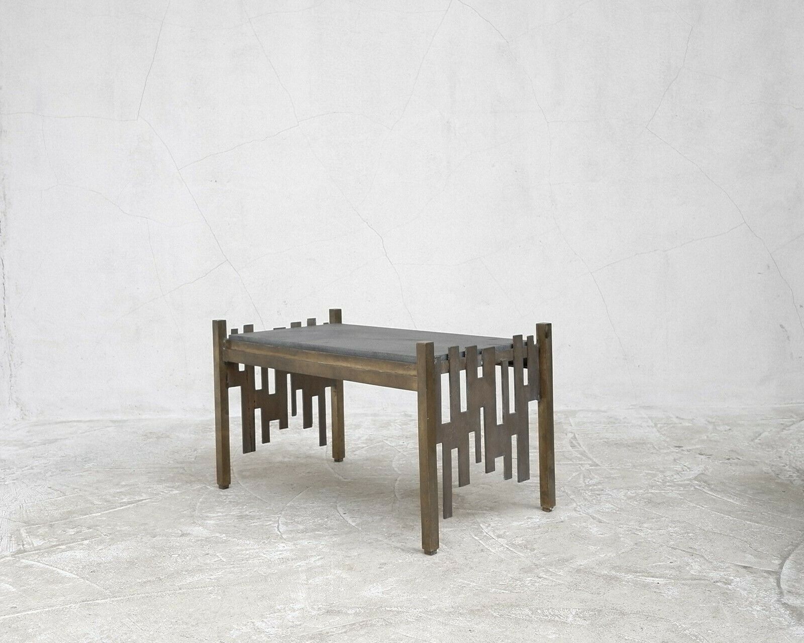Italian Bronze Brutalist Coffee Table photo for sale
