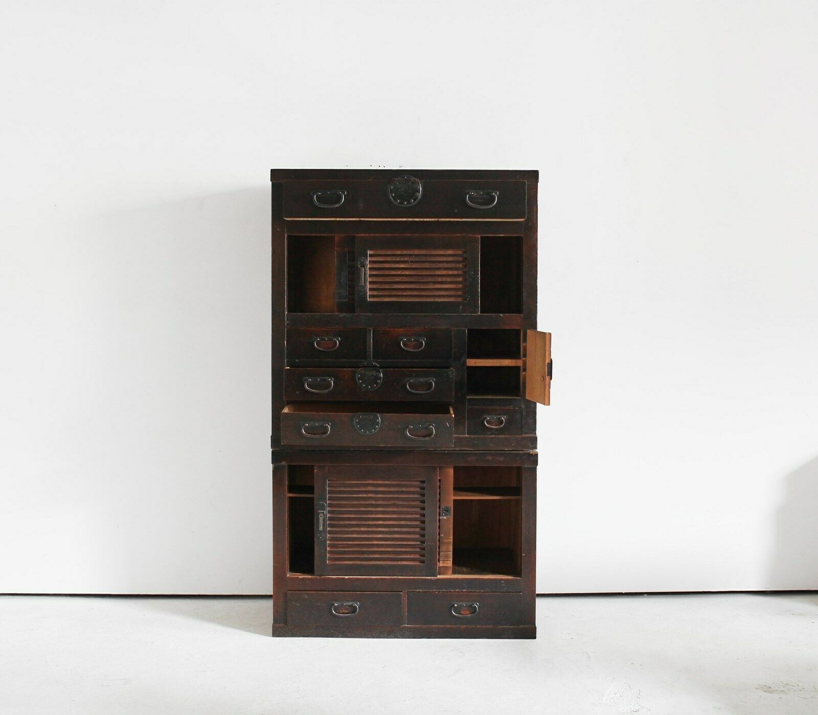 Large Two Section Late Edo Period Japanese Tansu Cabinet photo furniture