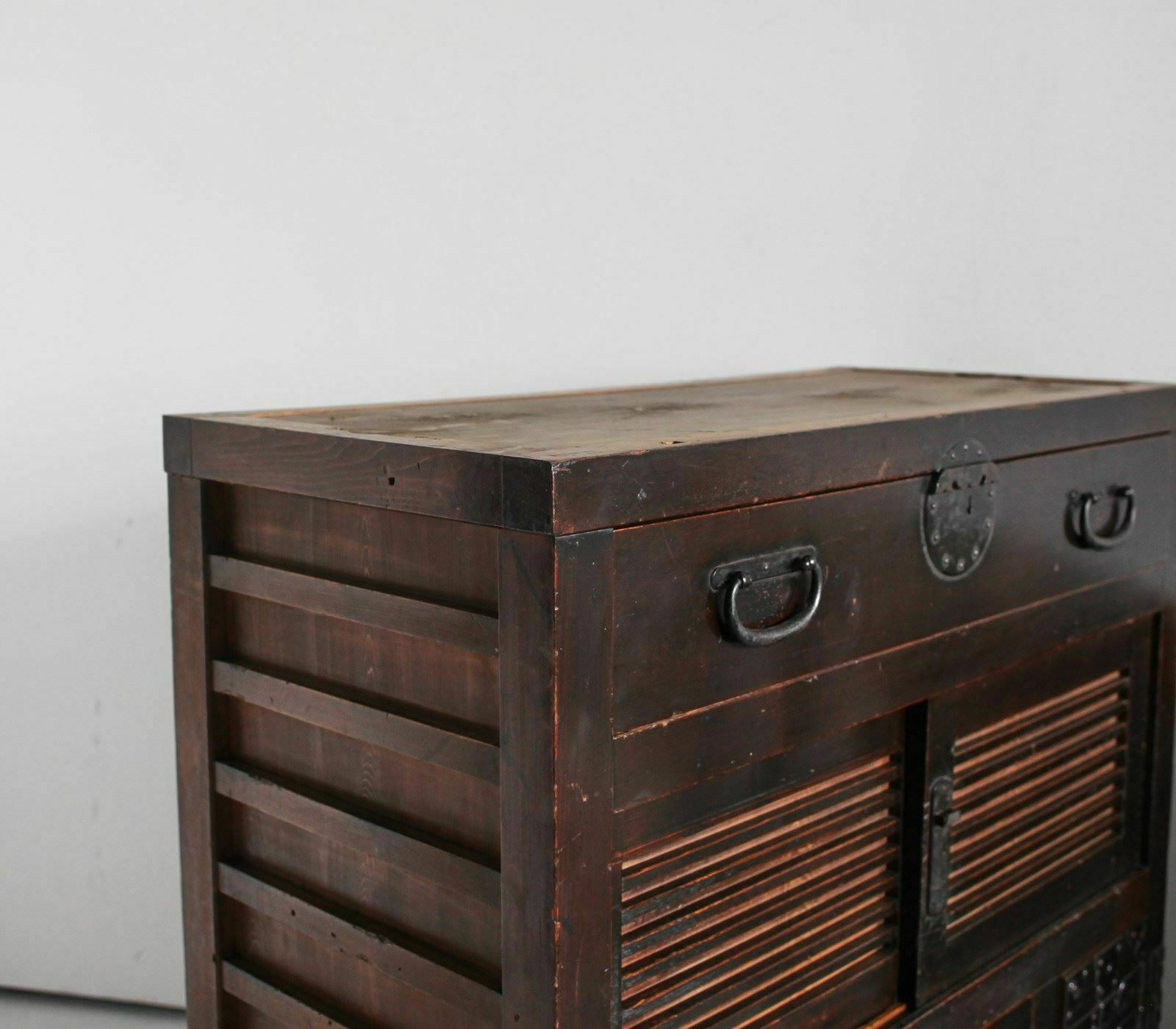 Large Two Section Late Edo Period Japanese Tansu Cabinet photo vintage