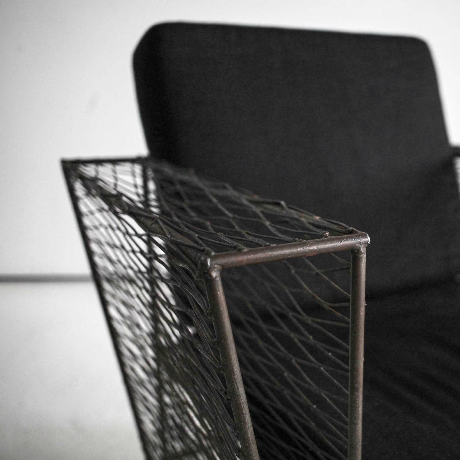 Furniture Pair Of French Modernist Metal Upholstered Armchairs photo