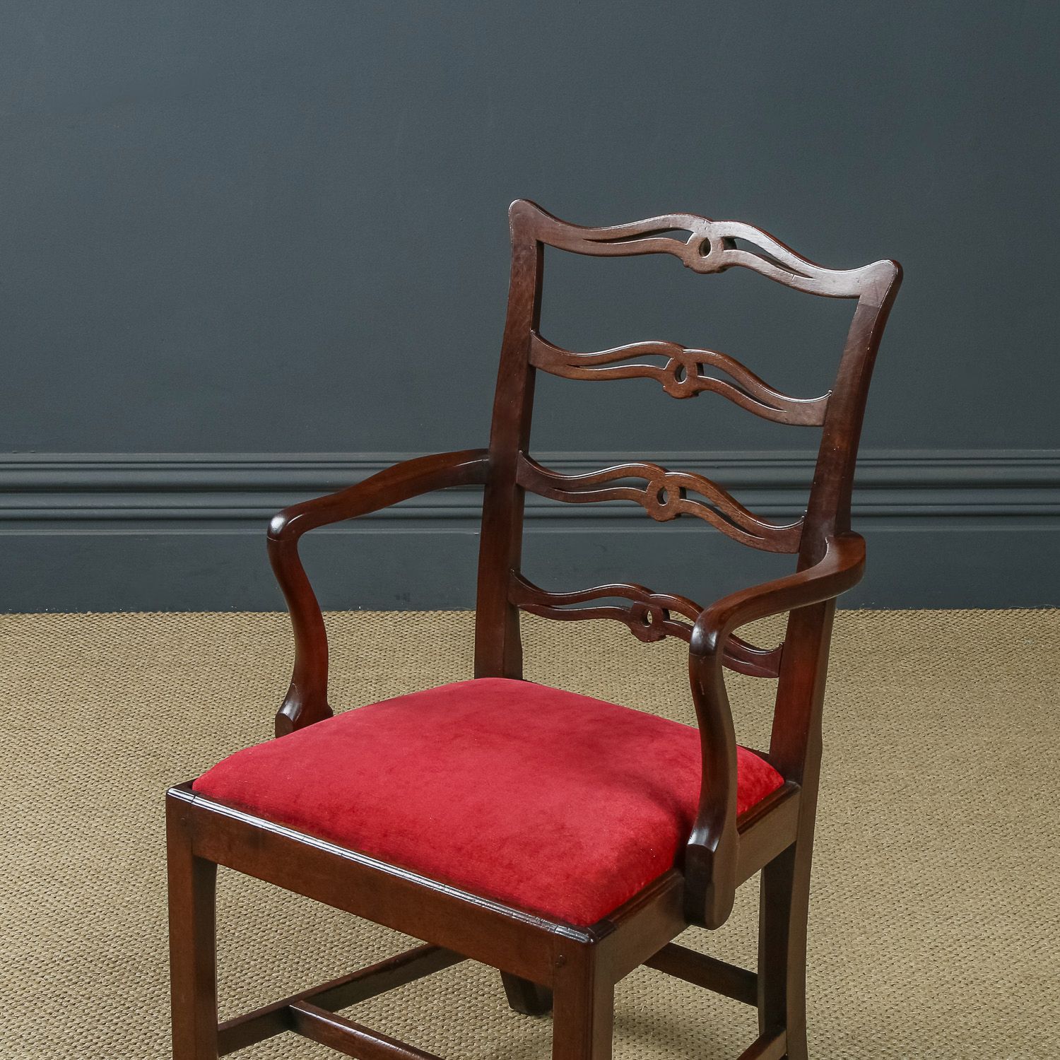 English Georgian Chippendale Ribbon Back Mahogany Dining  / Occasional Armchair / Carver Chair (Circa 1800) photo Furniture