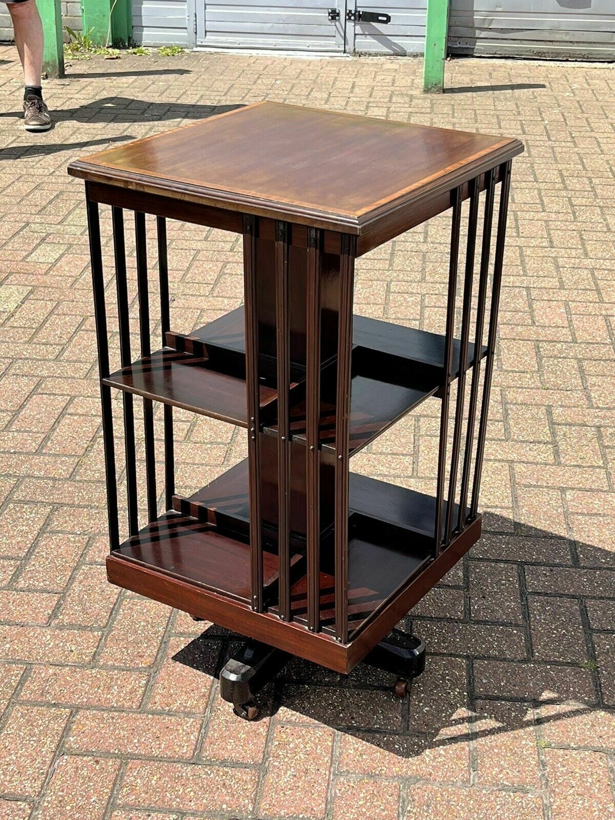 Edwardian Inlaid Mahogany Revolving Bookcase photo for sale