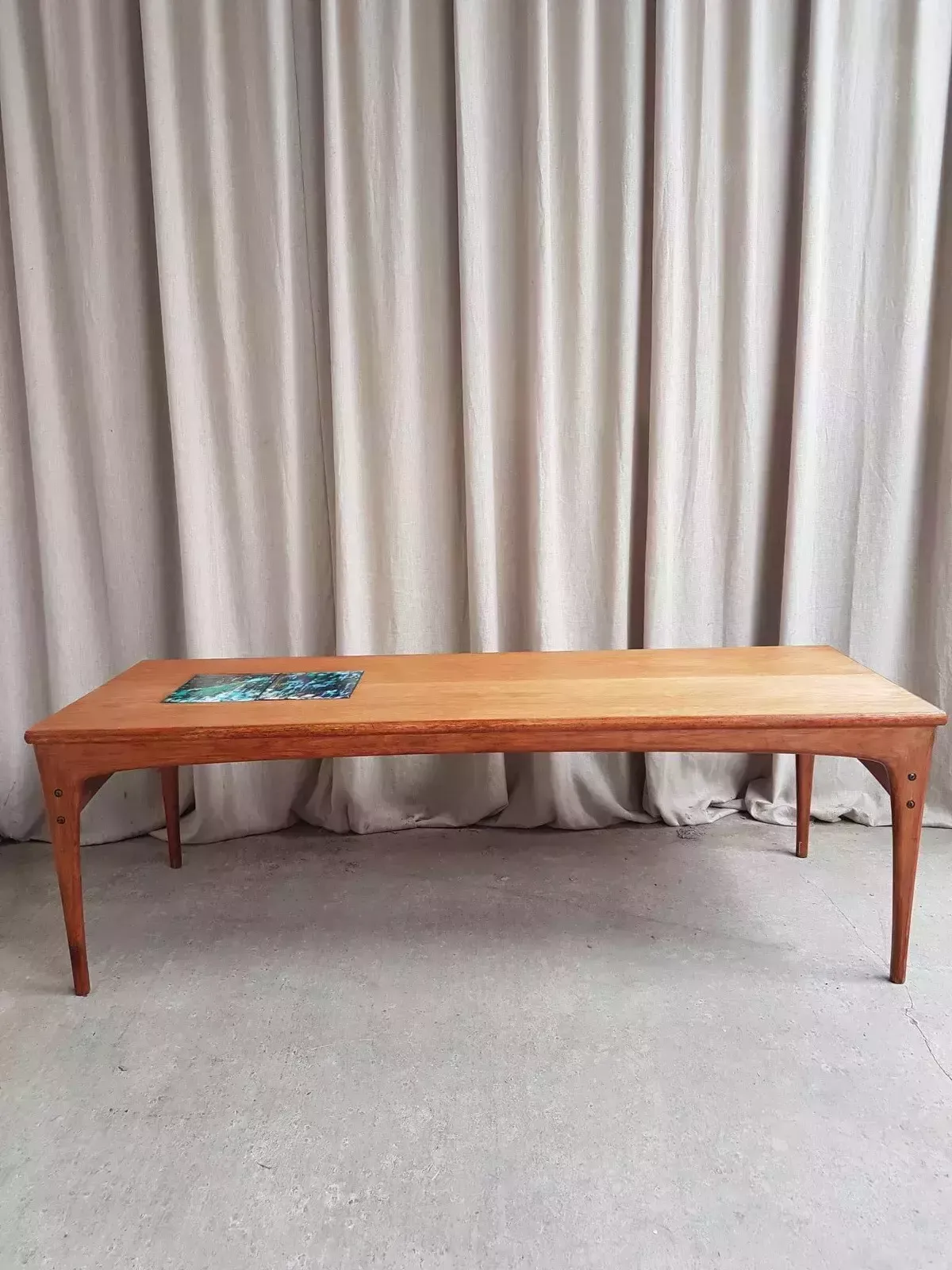photo for sale Vtg Mid Century Large Danish Oak Abstract Coffee Table By J Ingvard Jensen