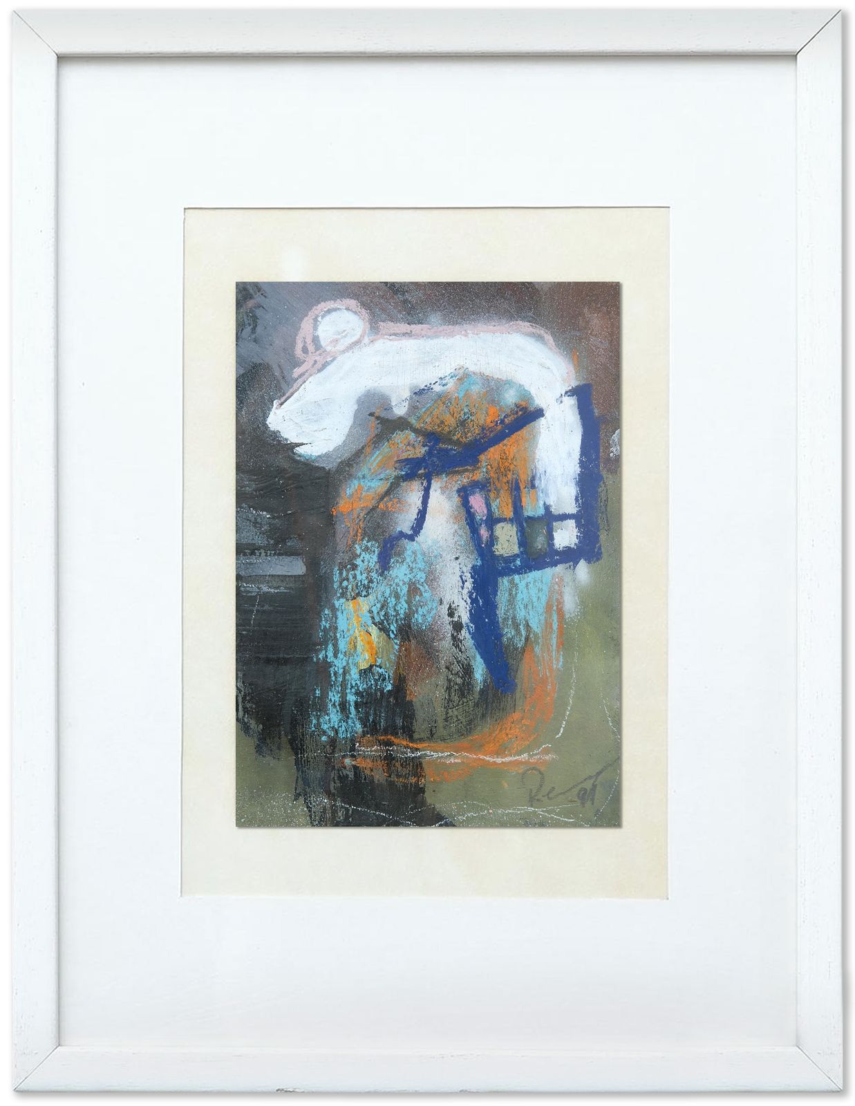 Cool Calligraphic Mixed Media German Abstract
