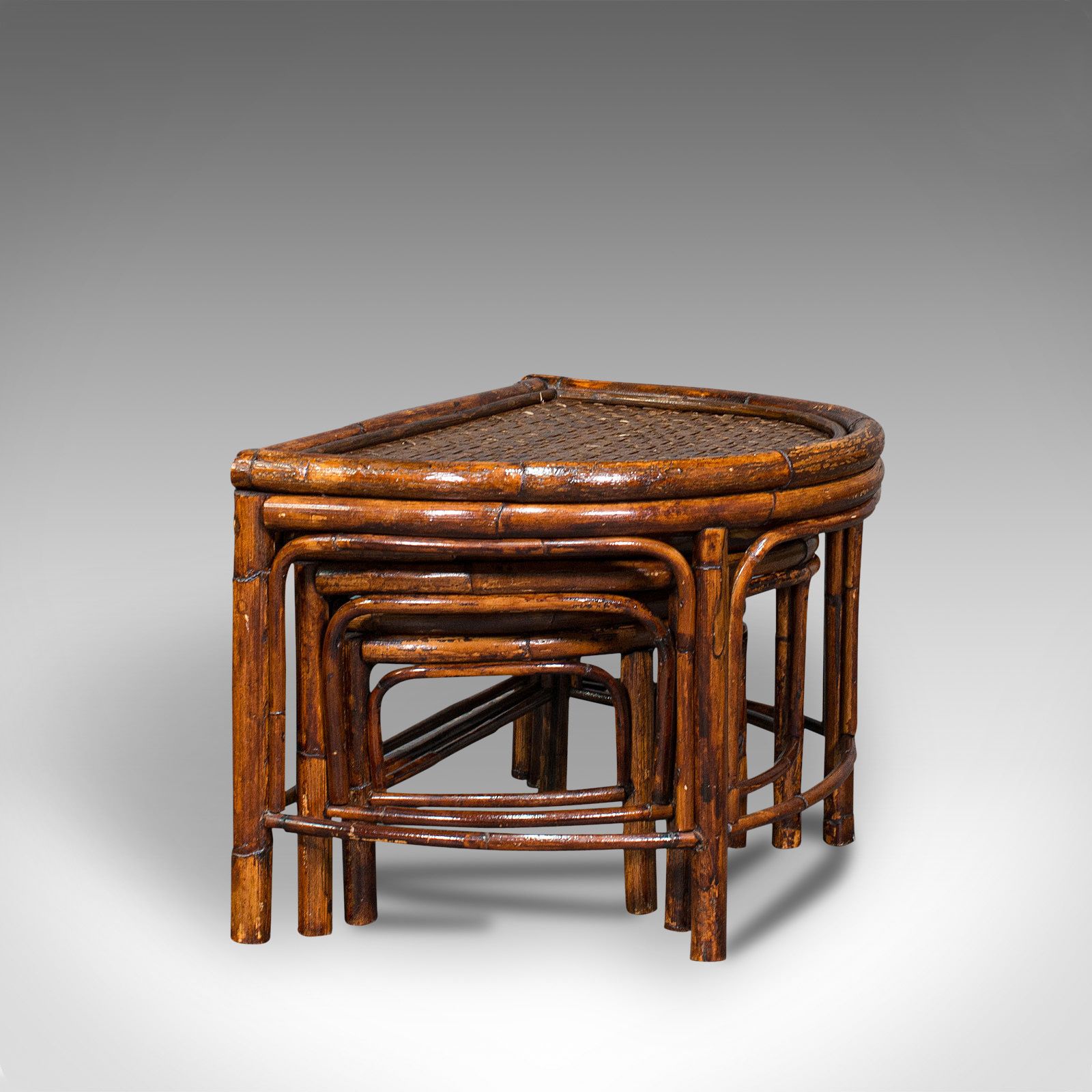 Antique Set Of Nesting Tables, Bamboo, Occasional, Side, C.1910 photo 595.0