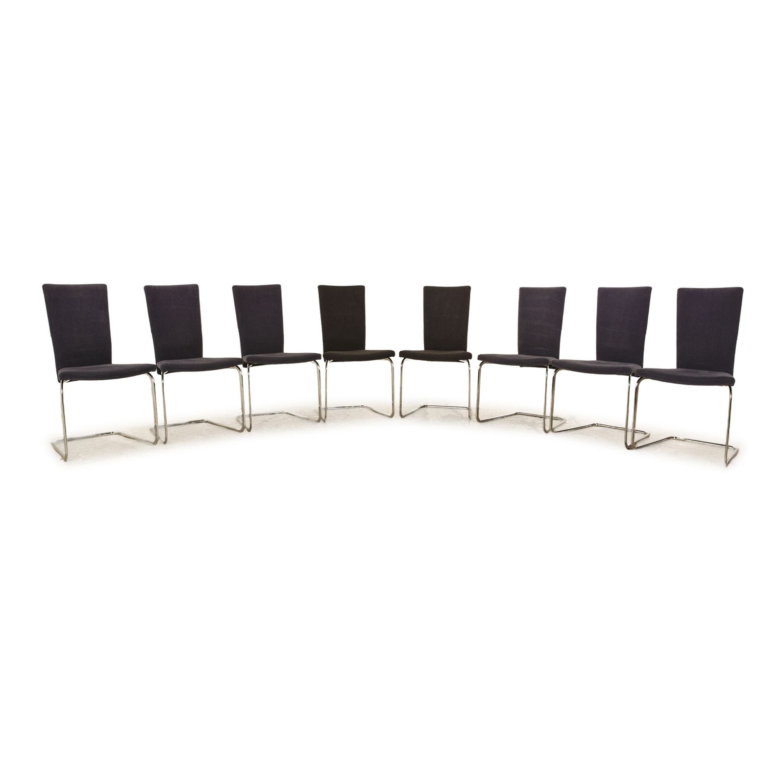 Set Of 8 Tecta B20 Fabric Cantilever Chairs Dark Grey Dark Blue