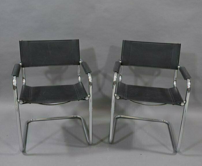 S 34 Chair By Mart Stam Black Leather (Marcel Breuer) photo for sale