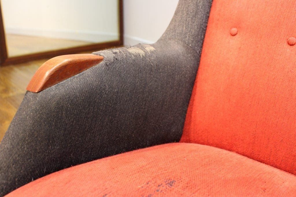 Mid Century Danish Armchair For Upholstery. photo for sale