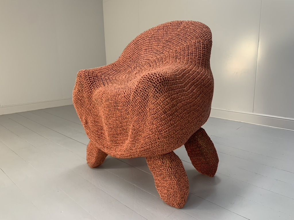 Jordyn Rachel Gardiner “Udder” Armchair & Stool – In Crochet Cotton Yarn photo vintage
