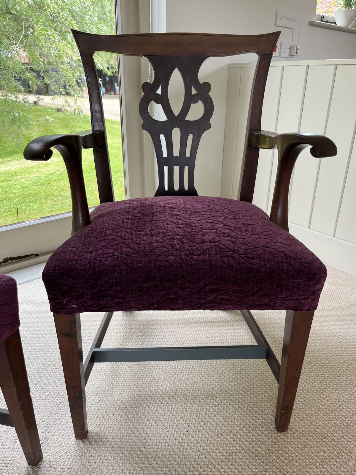 A Pair Of Xl 19h Century Mahogany Sprung Elbow Chairs photo vintage