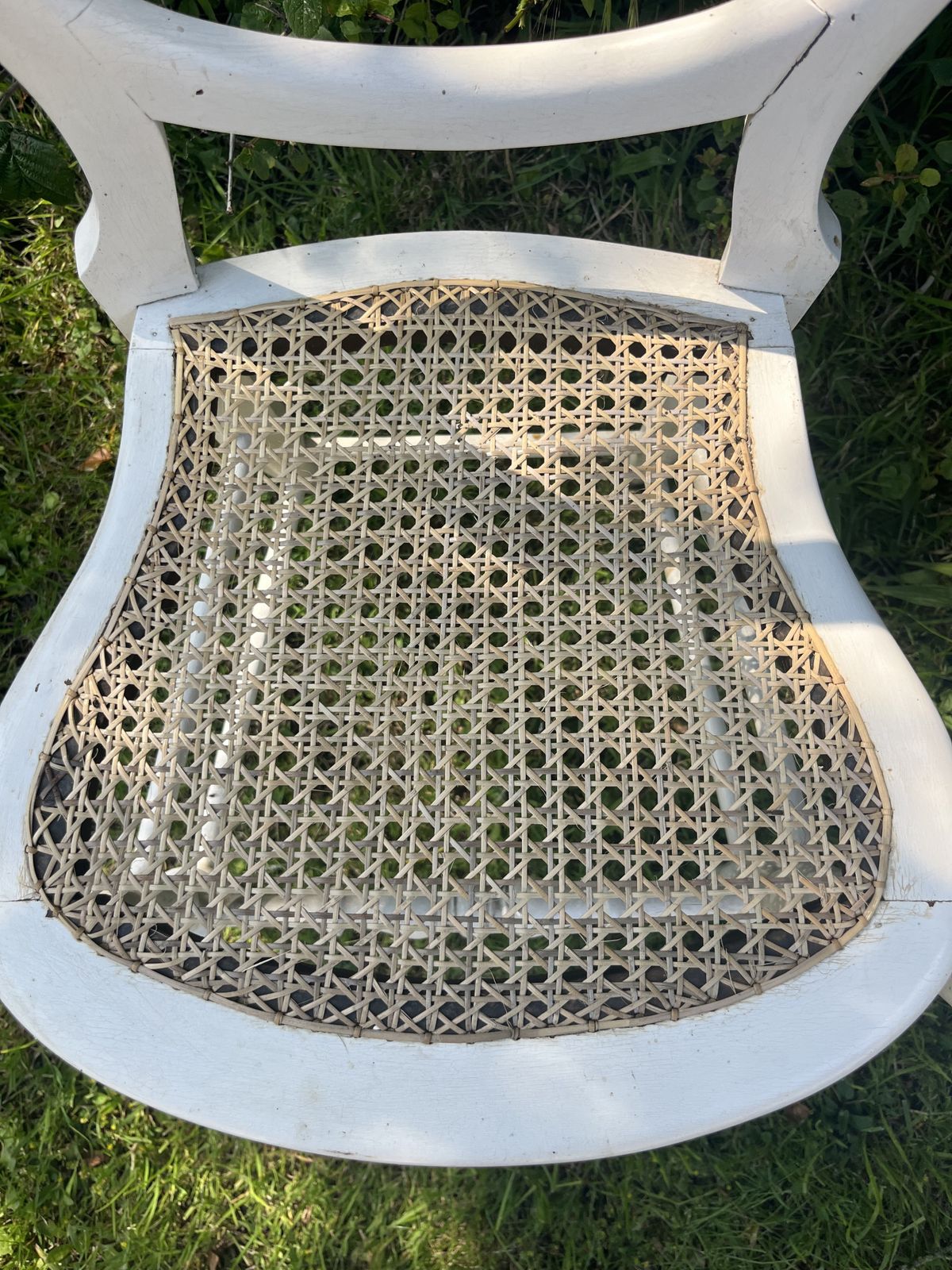 Pair Of Pretty White Painted 19th Century Chairs With Cane  Seats photo buy