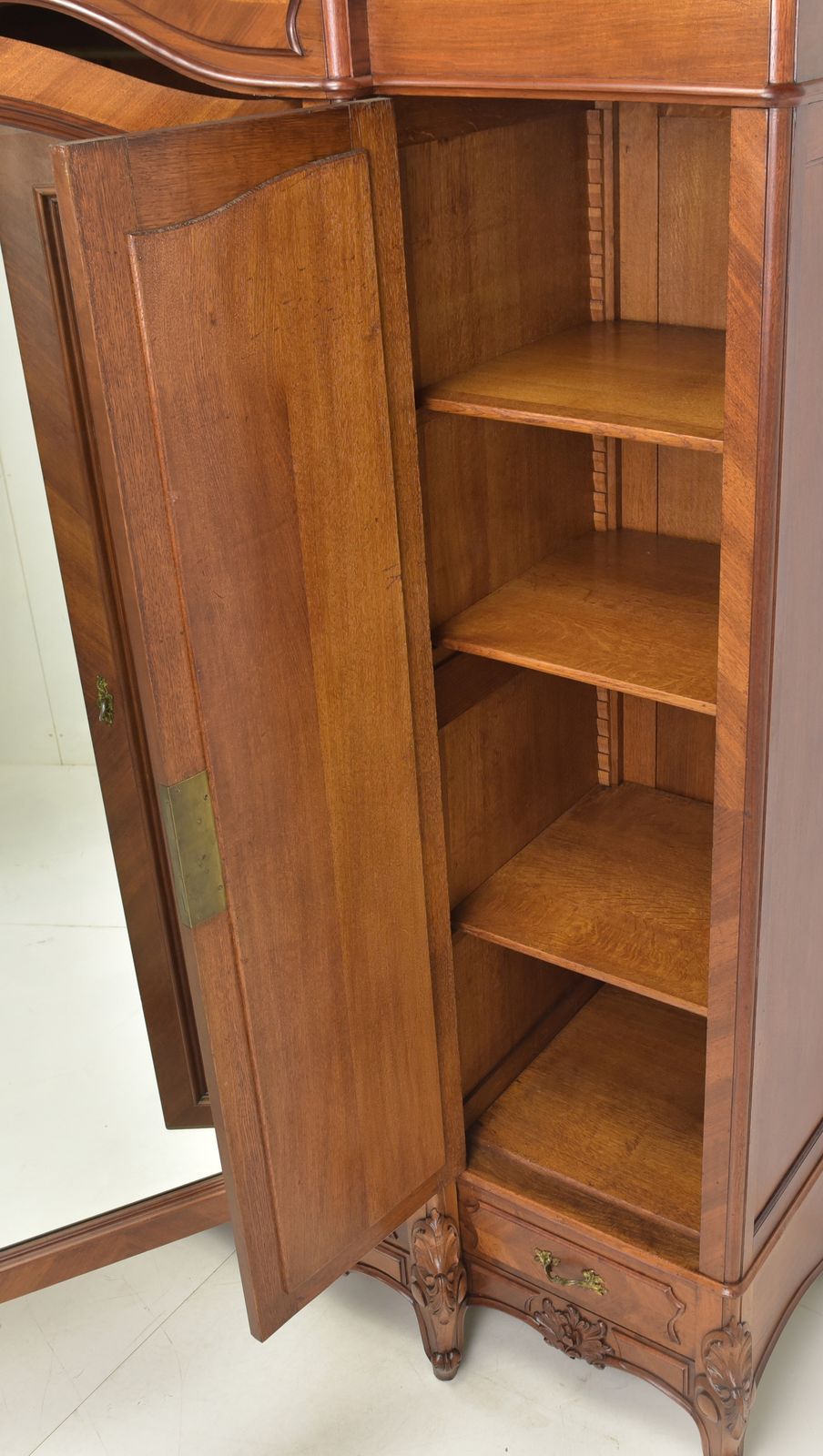 Antique Restored Large Mahogany Wardrobe With Clothes Rail And Shelves Ca. 1900 photo furniture