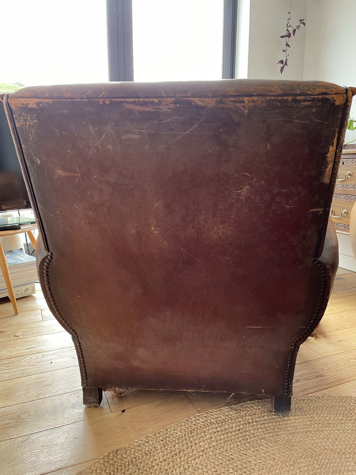 Pair Of French Brown Leather Club Chairs Circa 1920 30 Original Condition photo vintage